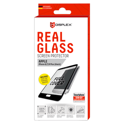 Apple iPhone 6 Plus/6S Plus/7 Plus/8 Plus aizsargstikliņš (Displex Real Glass 3D Black) | Bite